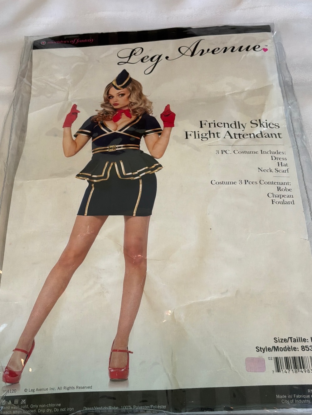 Leg Avenue friendly flight attendant 3 pc costume size L